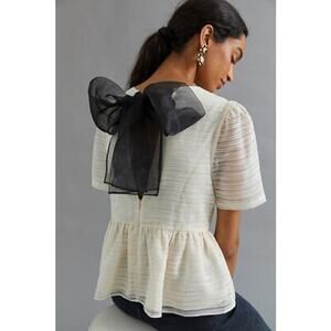 Anthropologie Sunday In Brooklyn Sheer Bow-Back Blouse Size XS. NEW